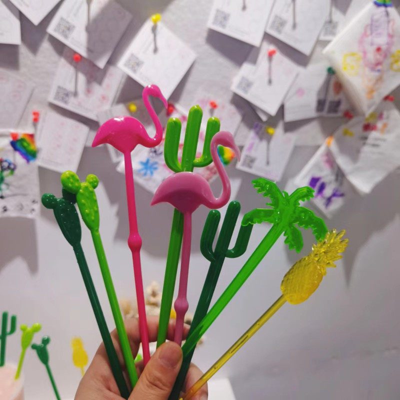 创意仙人掌椰树ins火烈鸟奶茶