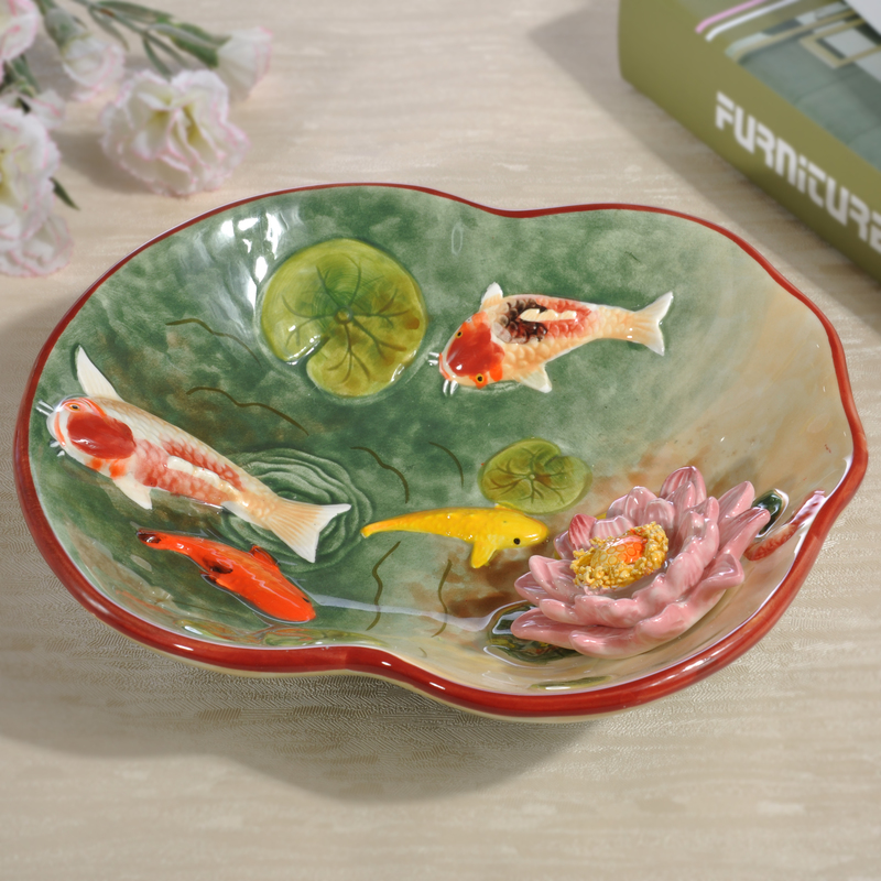 彩绘陶瓷糖果水果盘桌面茶几摆件