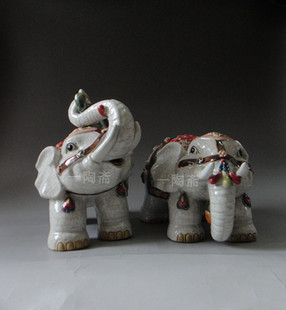 招财进宝福象大象客厅门口陶瓷工艺品家居摆设摆件创意石湾公仔