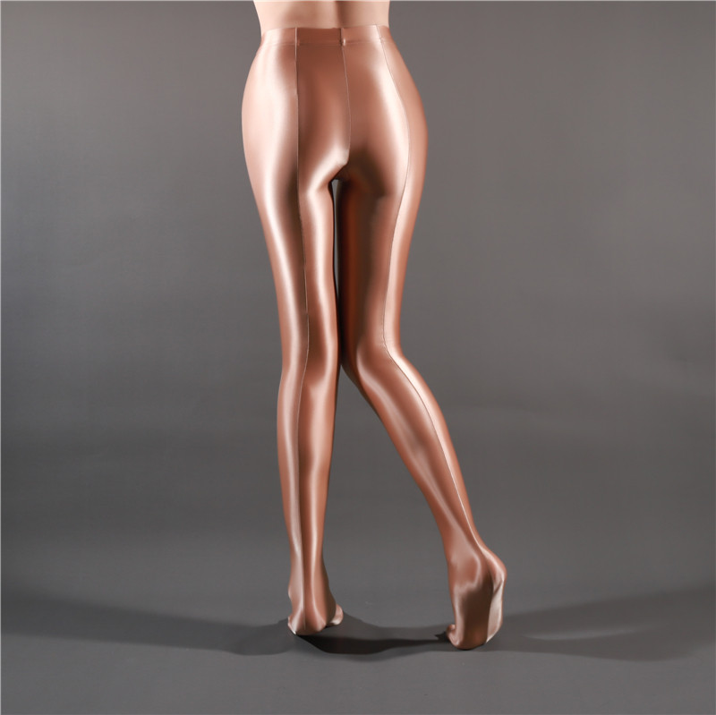 媲美丝袜后竖线油亮光泽丝袜连脚裤打底瑜伽裤高弹大码透明性感