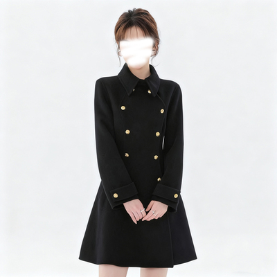 2025秋冬新款女毛呢外套显瘦收腰大衣小个子修身风衣中长款LJ0079