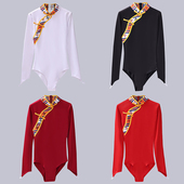 藏族舞蹈演出服装 新款 连体上衣艺考练功服民族舞蹈表演服广场舞服