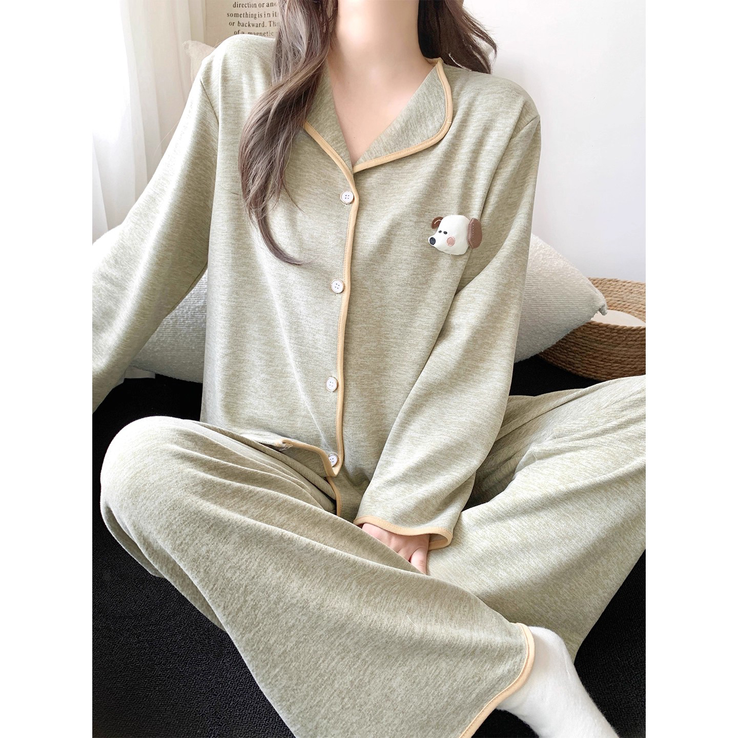 加绒加厚睡衣女冬保暖家居服套装