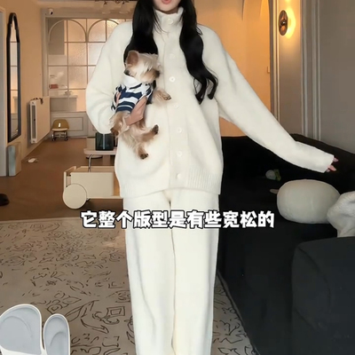 半边绒冬天睡衣女士套装家居服