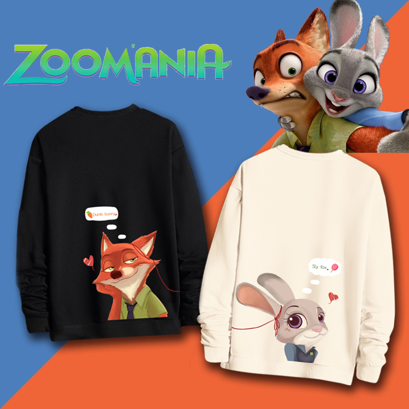 疯狂动物城兔子朱迪与狐狸尼克保暖外套情侣装圆领套头卫衣可定制