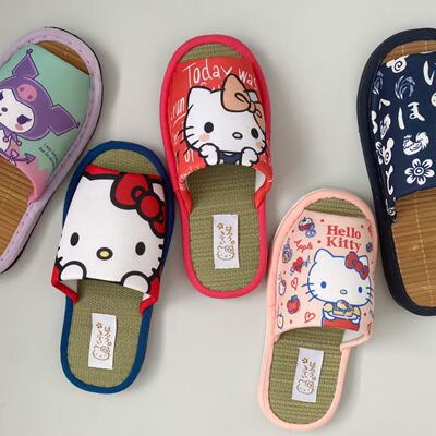 男款女款可爱室内灯芯草竹子拖鞋