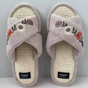 满2双包邮 出口日本单2530日元 36-38码女款重工刺绣纯棉春夏拖鞋