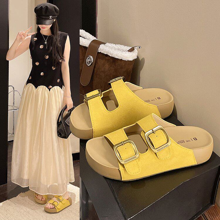 超火厚底增高勃肯拖鞋女2026夏季新款休闲懒人一字拖沙滩外穿凉鞋