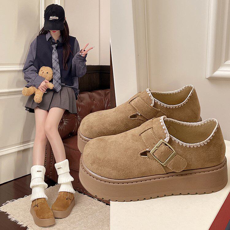 勃肯鞋女2026春秋新款小个子厚底增高博肯鞋单鞋休闲豆豆乐福鞋