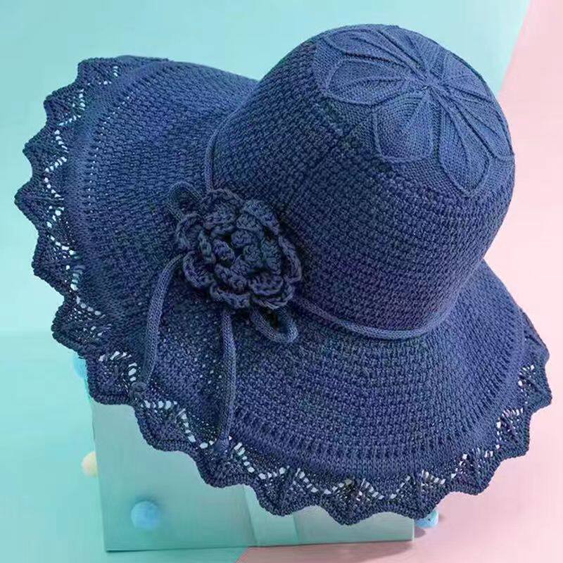 可水洗折叠帽子夏女士遮阳韩版防晒太阳帽大檐沙滩凉帽盆针织帽女