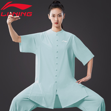 李宁太极服女2024新款夏季薄款高端太极拳练功服中国风短袖太极服