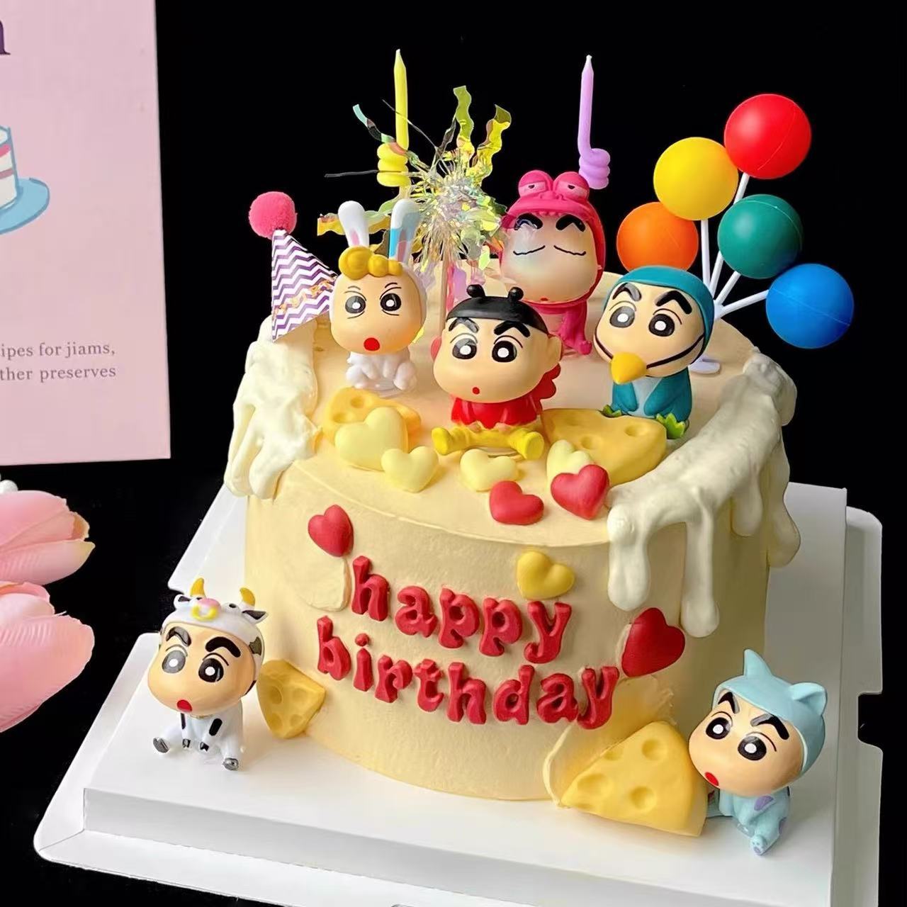 2025新款蜡笔小新生日蛋糕装饰摆件插件儿童卡通装饰搞怪甜品配件