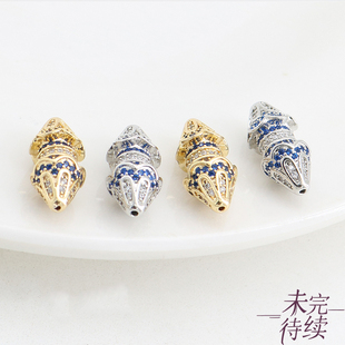 18K包金保色镶钻小蛮腰螺丝扣珠宝扣头diy串珠收尾连接扣饰品配件