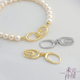 18K包金保色环环相扣项链连接扣diy串珍珠手链收尾扣饰品材料配件