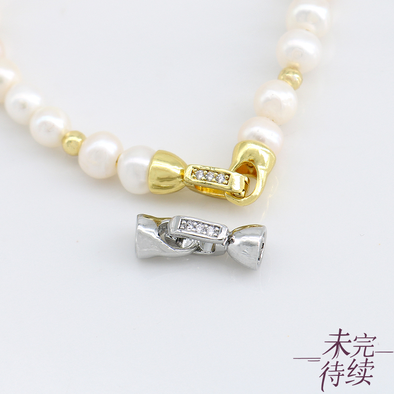 18K包金保色镶钻万能收尾卡扣diy手串珍珠手链项链连接扣饰品配件