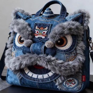 醒狮背包可爱国潮拜年包2026年新款 民族袋男女孩儿童斜挎包