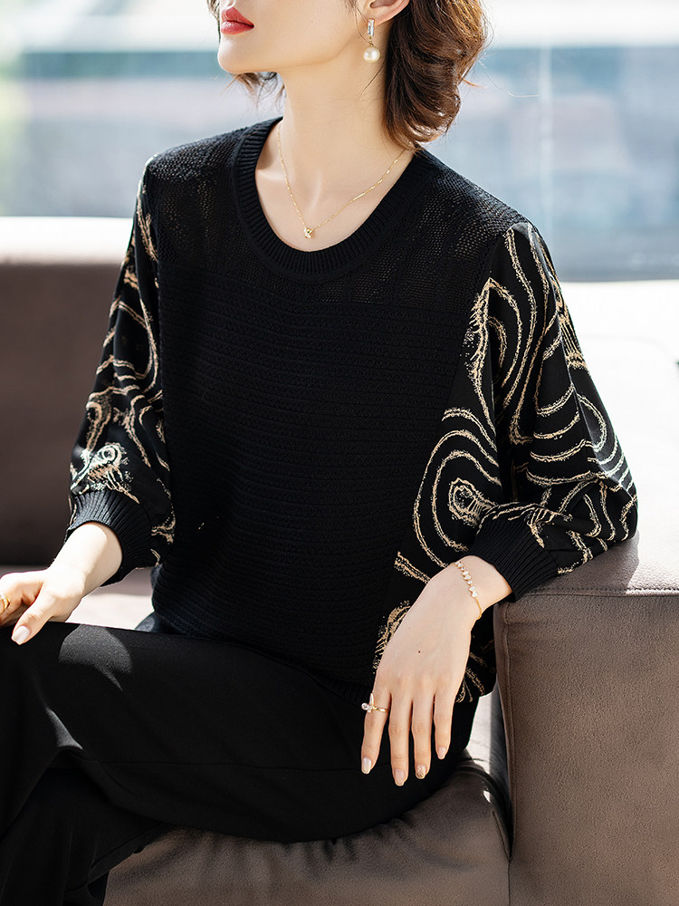 中年妈妈春装薄款针织衫T恤洋气中老年人女士春秋2026新款上衣服