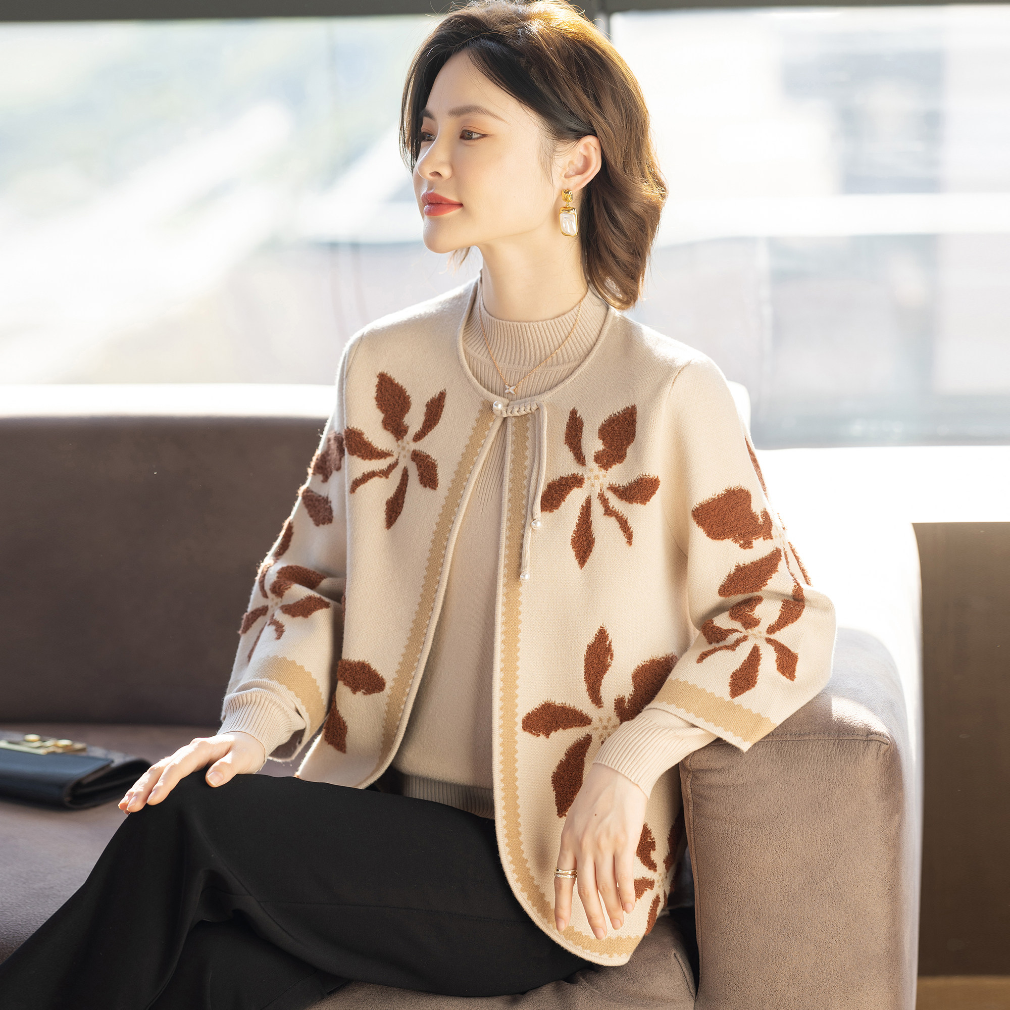 妈妈春装时尚外套洋气40岁50两件套装中老年春秋女上衣服2026新款