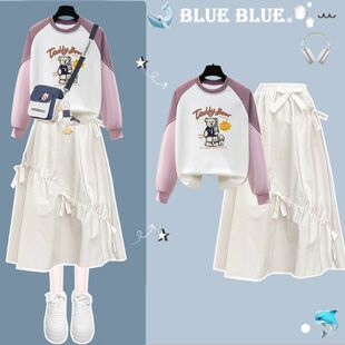 初高中生甜美休闲风减龄套装女春秋新款设计感小众不撞款两件套潮