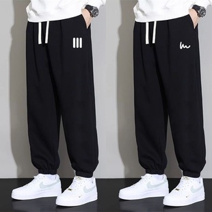 黑色束脚裤 长裤 休闲裤 卫裤 子 青少年男宽松百搭潮流运动裤 春秋新款
