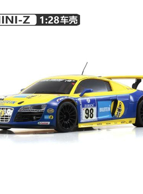 KYOSHO/京商 MINI-Z 蚊车车壳RWD MR04 奥迪R8黄蓝色LMS MZP259BT