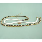 创意珍珠皮链肩带个性 包肩带女包配件珍珠链穿皮链条带替换背包带