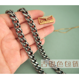 复古包链古银色不锈钢肩带包配件百搭斜跨中古包带包链条单买精工