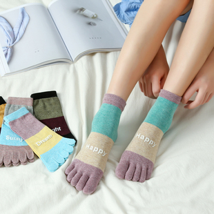 五指袜子女纯棉春秋薄款长筒防臭吸汗透气分趾袜春夏秋中短筒女袜