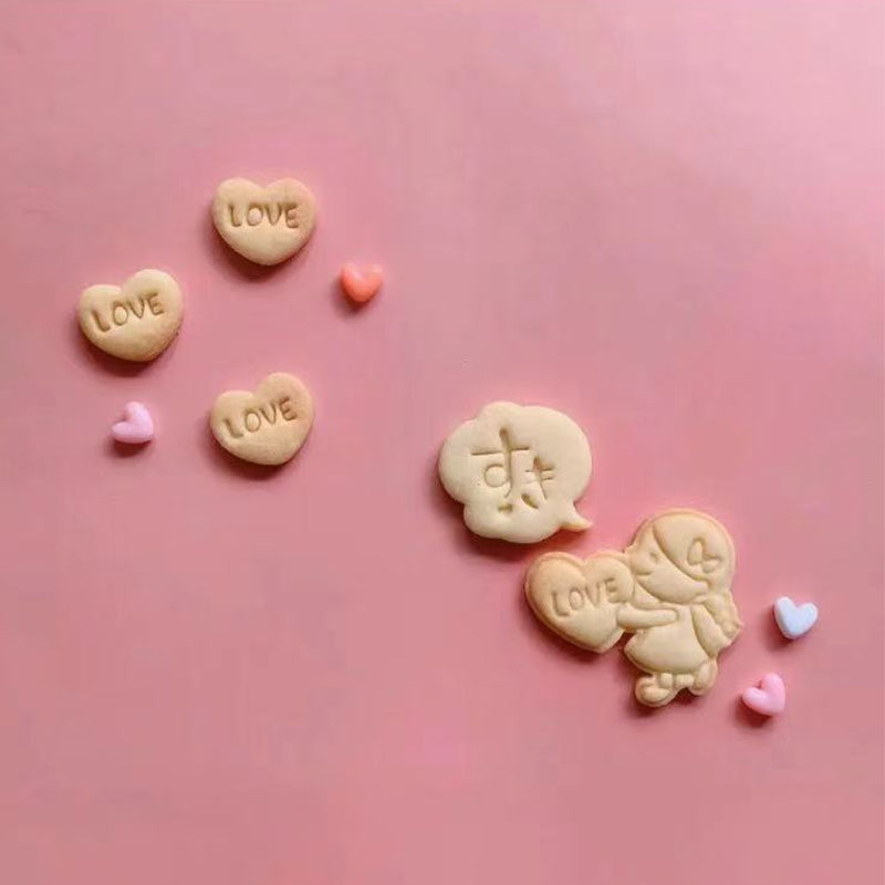 日式新款情人节饼干模具糖霜 翻糖浪漫信封小熊模家用DIY曲奇模