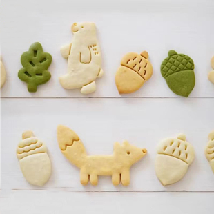日式网红卡通松果松鼠狐狸DIY黄油曲奇饼干按压立体压花烘焙工具
