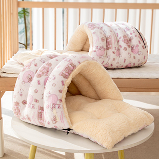 幼犬加厚狗窝超小体约克夏比熊睡袋小型犬奶猫奶狗半封闭小猫窝冬