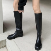 必BUY款 帅气百搭圆头粗跟高筒骑士靴女ins通勤厚底烟筒直筒长靴