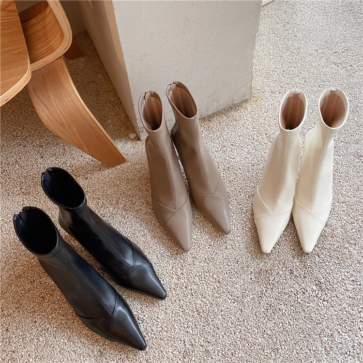 简约韩版23秋冬尖头细高跟短靴