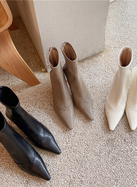 强推自留！软到爆！简约韩版21秋冬尖头细高跟短靴弹力瘦瘦靴单靴