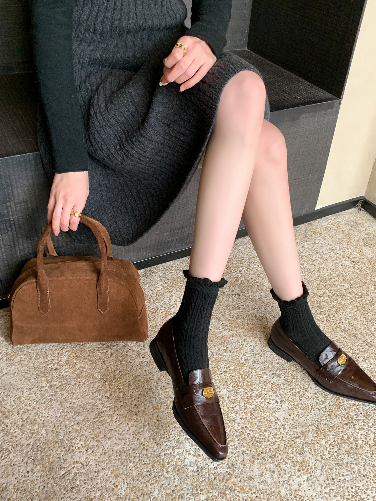 意大利金币乐福鞋高级感羊皮单鞋