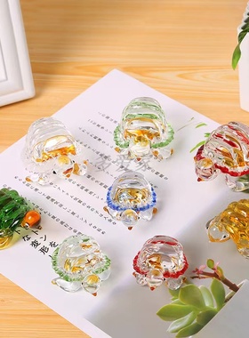 创意手工淄博博山琉璃大观园可爱乌龟琉璃摆件饰品家居手工制作