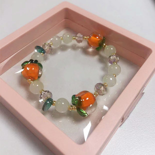 创意手工淄博博山琉璃大观园老琉璃珠柿柿如意手串饰品手工制作