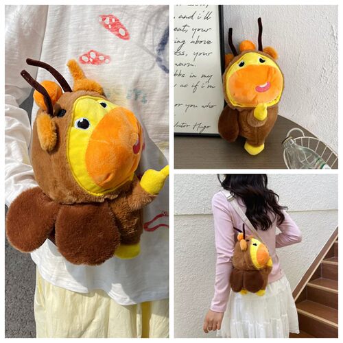 2026新款可爱卡通儿童水豚噜噜爆款双肩包变身毛绒高颜值女生背包