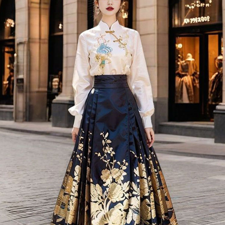 国风汉服女装绣花上衣马面裙套装2025春秋新款设计感显瘦漂亮穿搭