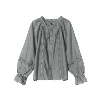 新款 外贸跨境女装 设计感长袖 白色宽松女衬衫 衬衣女法式 2026春季