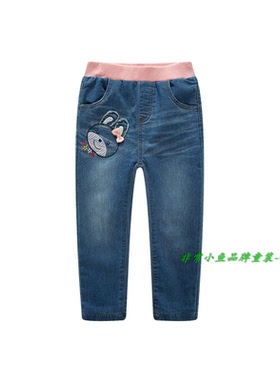 非常小鱼2018深秋冬童装38951女童仿牛仔布里长裤100-140满百包邮