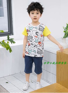 非常小鱼2019夏装29306童针织背心短袖T恤童装90-120码满百包邮