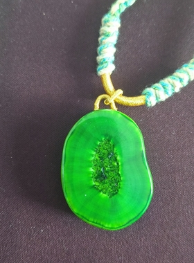 天然小绿角角古法呛色高端养生文玩棉线编绳可调节