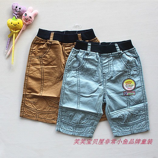 29.9起！正品非常小鱼夏装34218男童纯棉梭织中裤裤子童装105-130