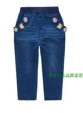非常小鱼2016秋季童装36524男童仿牛仔裤休闲长裤90-120满百包邮
