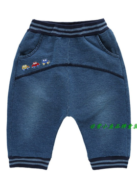非常小鱼2018夏装38262男童仿牛仔针织中裤童裤100-140码满百包邮