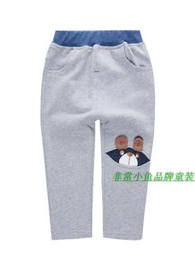 非常小鱼2016秋季童装36520男童仿牛仔针织长裤90-120满百包邮
