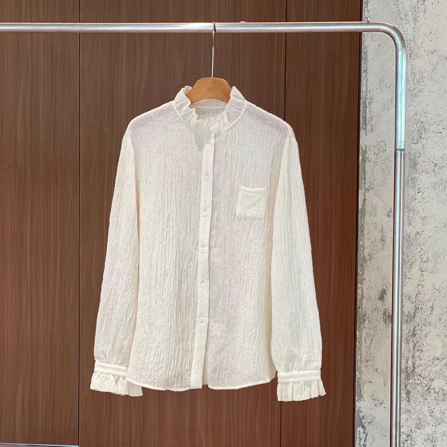 冬季女士清新缩绒羊毛长袖衬衫