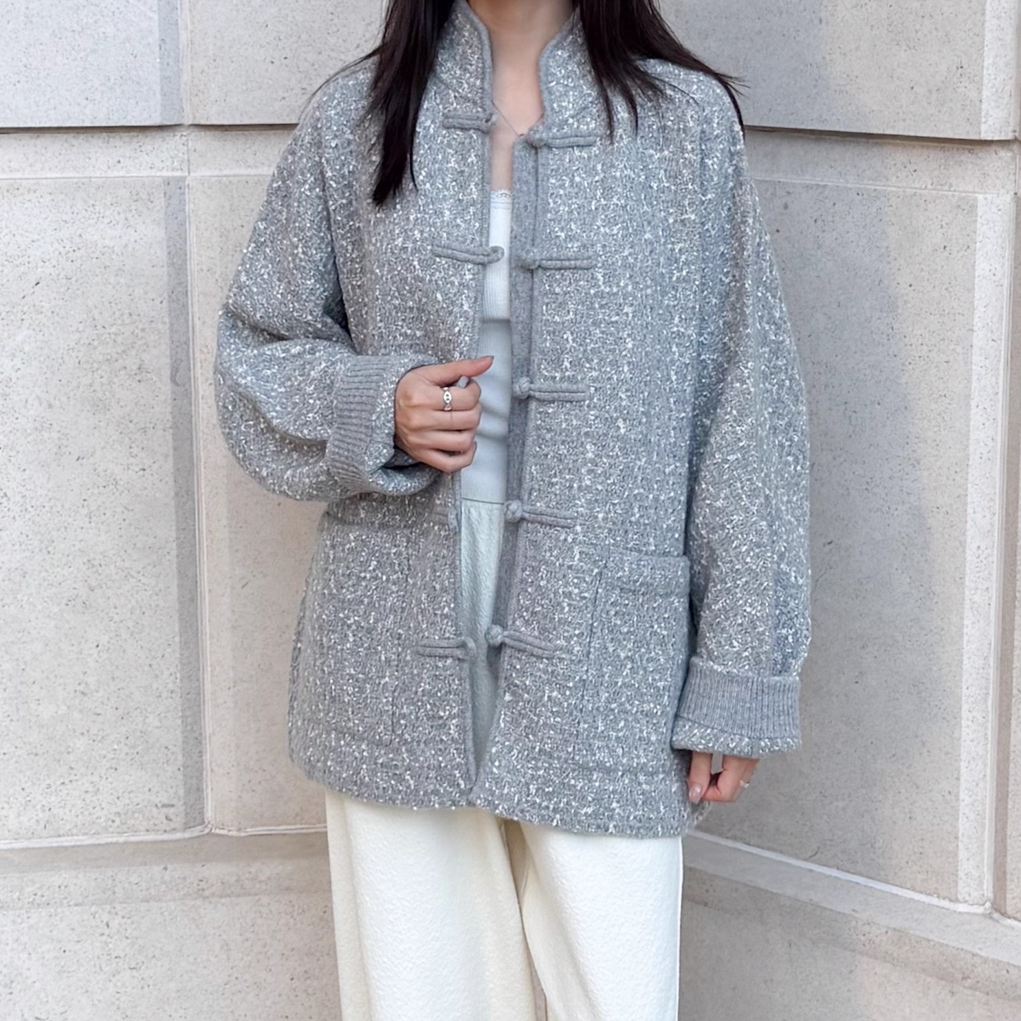 JC匠心新中式山羊绒盘扣针织开衫