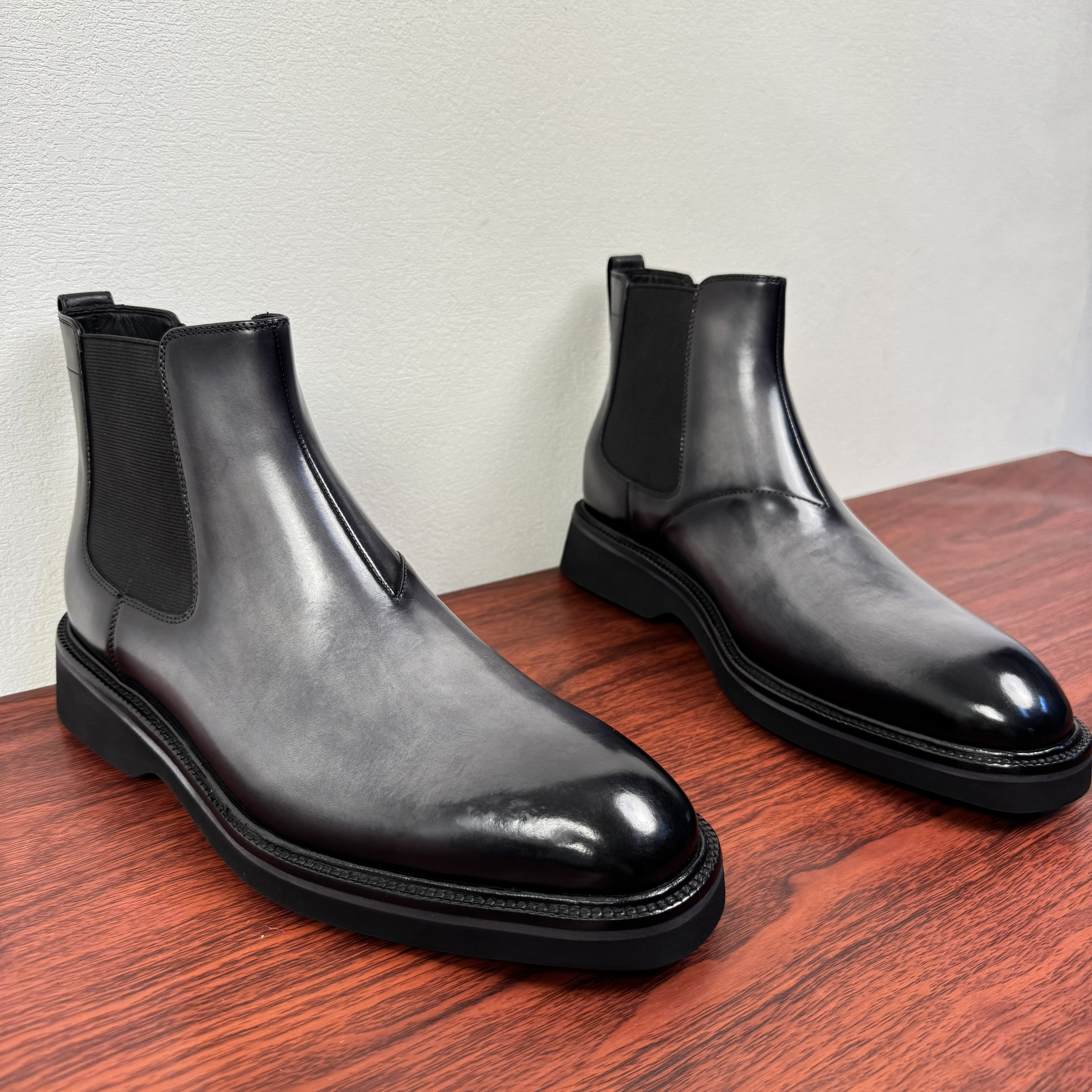 新款男士牛皮切尔西靴男鞋舒适短靴英伦风鞋防滑增高皮鞋休闲鞋